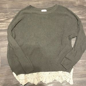 Pins and Needles Sweater with lace trim